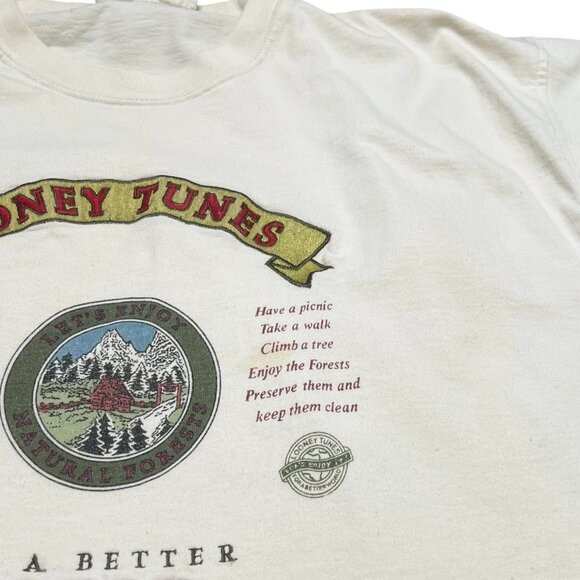 Acme VTG Looney Tunes Taz Tasmanian Devil Mens Size L Embroidered Forests - Picture 4 of 7